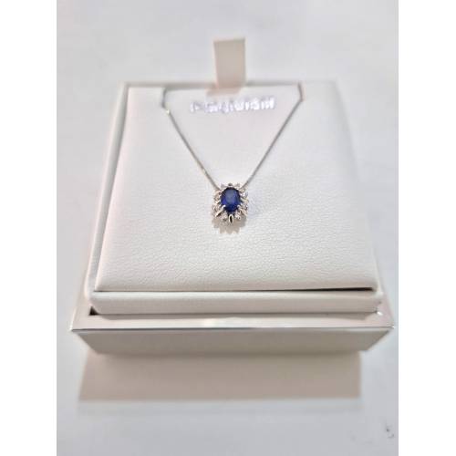 COLLANA ZAFFIRO Blu Forma Ovale E...