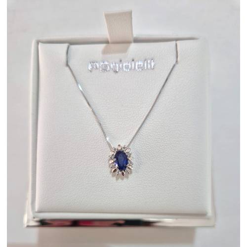 COLLANA ZAFFIRO Blu Forma Ovale E...