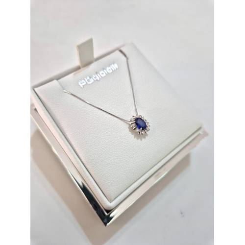 COLLANA ZAFFIRO Blu Forma Ovale E...