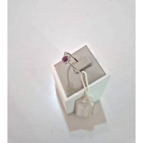 ANELLO SOLITARIO Oro Bianco 18 Karati...