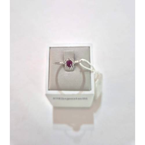 ANELLO SOLITARIO Oro Bianco 18 Karati...