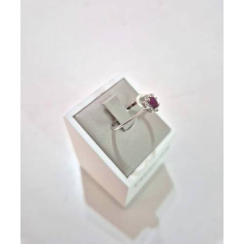 ANELLO SOLITARIO Oro Bianco 18 Karati...