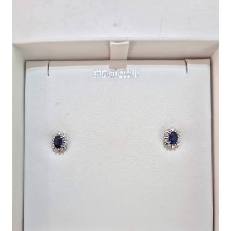 ORECCHINI PG GIOIELLI ZAFFIRO Forma OVALE Con DIAMANTI Oro Bianco 18 Karati 750%