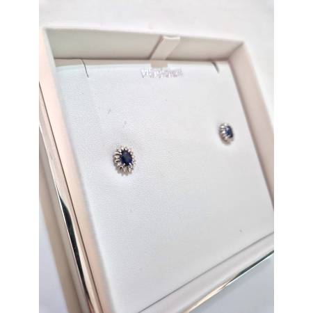 ORECCHINI PG GIOIELLI ZAFFIRO Forma OVALE Con DIAMANTI Oro Bianco 18 Karati 750%