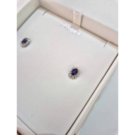 ORECCHINI PG GIOIELLI ZAFFIRO Forma OVALE Con DIAMANTI Oro Bianco 18 Karati 750%