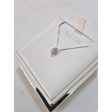 COLLANA ACQUAMARINA Ovale E DIAMANTI In Oro Bianco 18 Karati 750% PG GIOIELLI