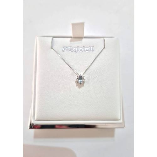 COLLANA ACQUAMARINA Ovale E DIAMANTI...