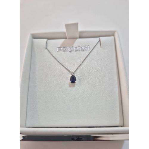 COLLANA ZAFFIRO A Goccia E DIAMANTI...