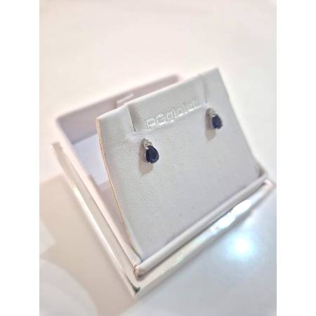 ORECCHINI PG GIOIELLI ZAFFIRO Forma A Goccia Con DIAMANTI Oro Bianco 18 Kt 750%