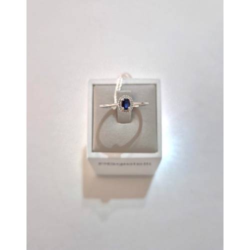 ANELLO SOLITARIO Con ZAFFIRO Blu...