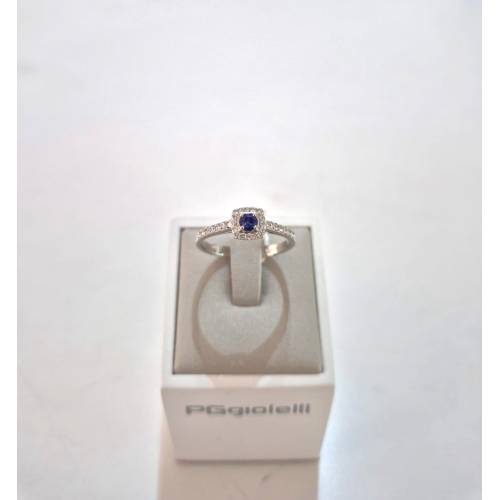 ANELLO SOLITARIO Con ZAFFIRO Blu E...
