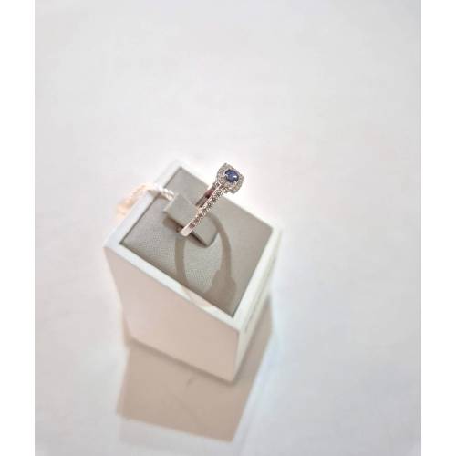 ANELLO SOLITARIO Con ZAFFIRO Blu E...