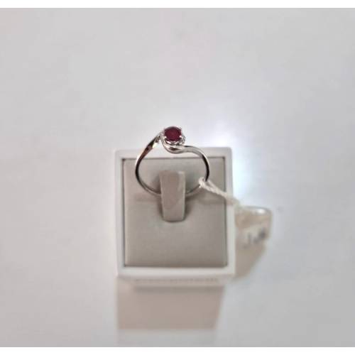 ANELLO SOLITARIO Oro Bianco 18 Karati...