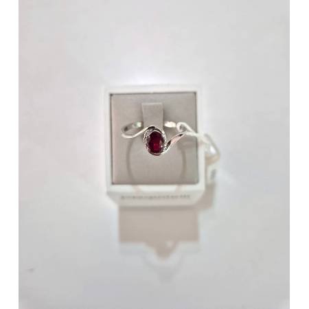 ANELLO SOLITARIO Oro Bianco 18 Karati 750% PG Gioielli RUBINO E DIAMANTI Ovale
