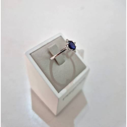 ANELLO SOLITARIO Con ZAFFIRO Blu...
