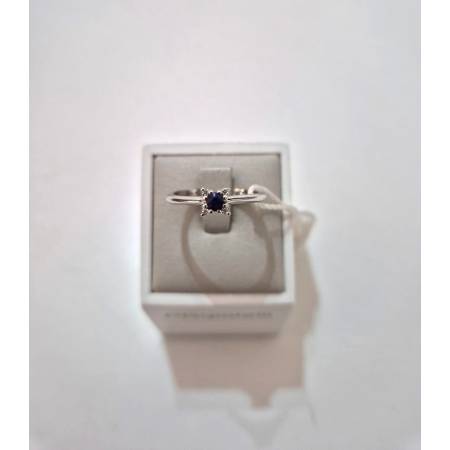 ANELLO SOLITARIO Con ZAFFIRO Blu Ovale E Diamanti PG GIOIELLI Oro Bianco 18 Kt