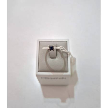 ANELLO SOLITARIO Con ZAFFIRO Blu Ovale E Diamanti PG GIOIELLI Oro Bianco 18 Kt