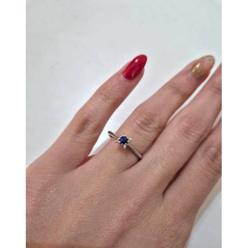 ANELLO SOLITARIO Con ZAFFIRO Blu...