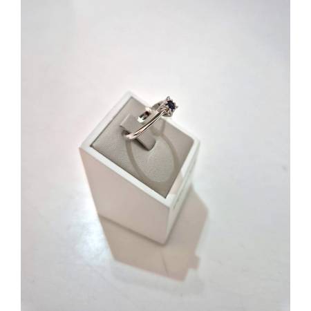 ANELLO SOLITARIO Con ZAFFIRO Blu Ovale E Diamanti PG GIOIELLI Oro Bianco 18 Kt