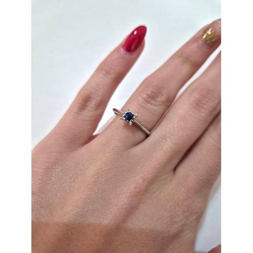 ANELLO SOLITARIO Con ZAFFIRO Blu...