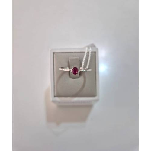 ANELLO SOLITARIO Oro Bianco 18 Karati...