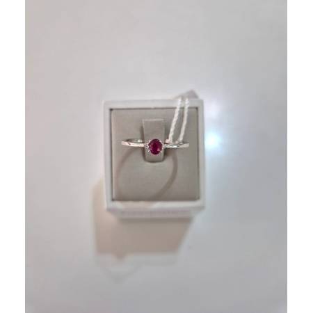 ANELLO SOLITARIO Oro Bianco 18 Karati 750% PGGioielli RUBINO E DIAMANTI Laterali