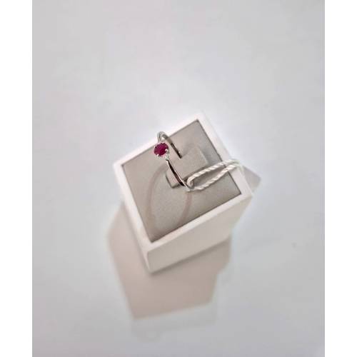 ANELLO SOLITARIO Oro Bianco 18 Karati...