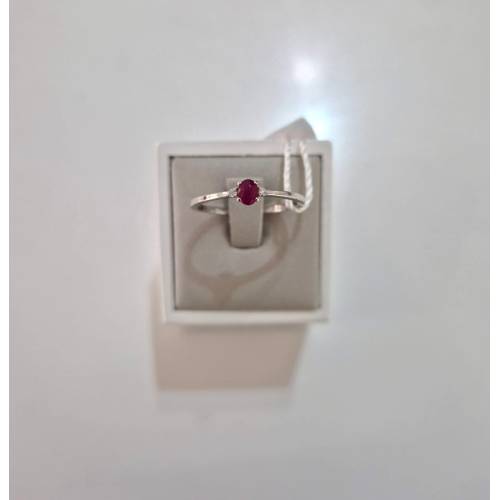 ANELLO SOLITARIO Oro Bianco 18 Karati...