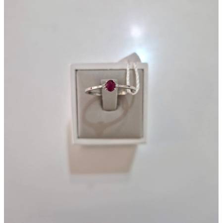 ANELLO SOLITARIO Oro Bianco 18 Karati 750% PGGioielli RUBINO E DIAMANTI Laterali