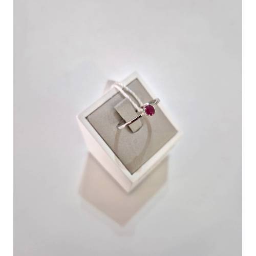 ANELLO SOLITARIO Oro Bianco 18 Karati...