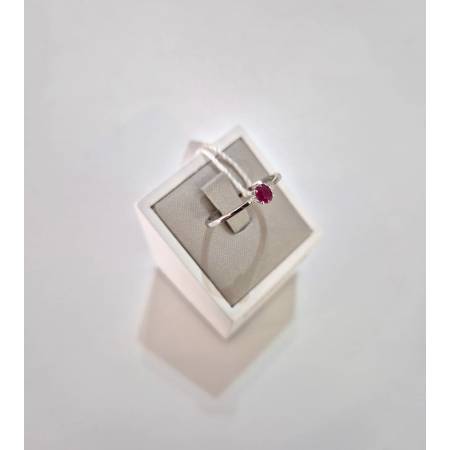 ANELLO SOLITARIO Oro Bianco 18 Karati 750% PGGioielli RUBINO E DIAMANTI Laterali