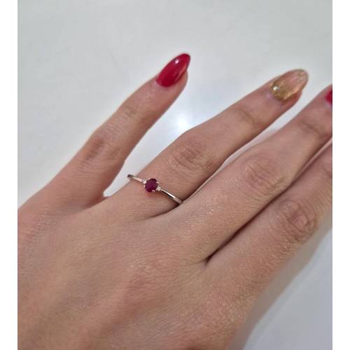 ANELLO SOLITARIO Oro Bianco 18 Karati...