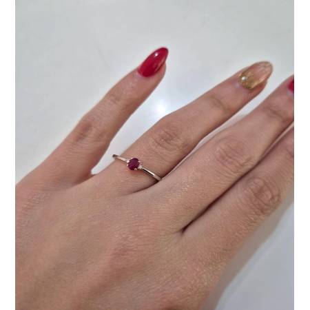 ANELLO SOLITARIO Oro Bianco 18 Karati 750% PGGioielli RUBINO E DIAMANTI Laterali