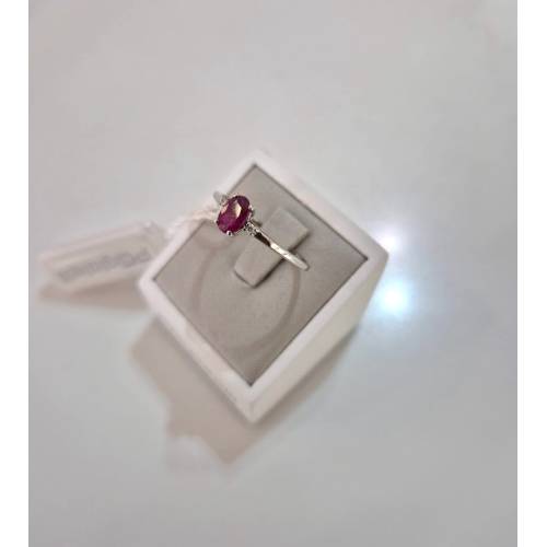 ANELLO SOLITARIO Oro Bianco 18 Karati...