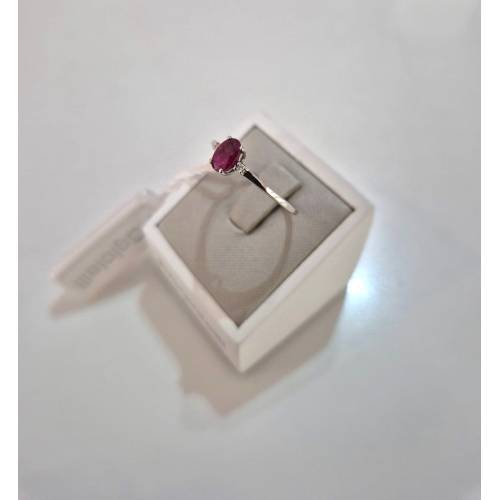 ANELLO SOLITARIO Oro Bianco 18 Karati...