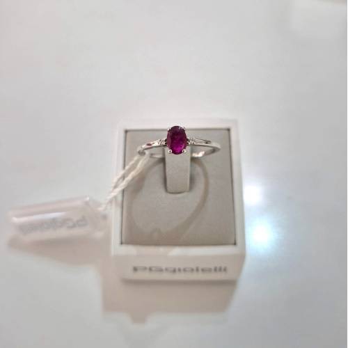 ANELLO SOLITARIO Oro Bianco 18 Karati...