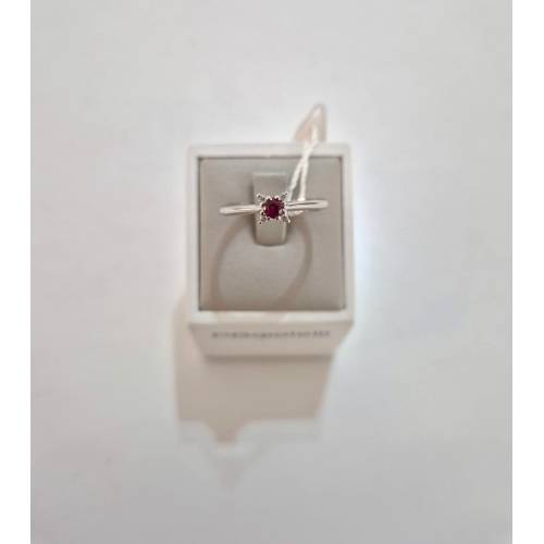 ANELLO SOLITARIO Oro Bianco 18 Karati...