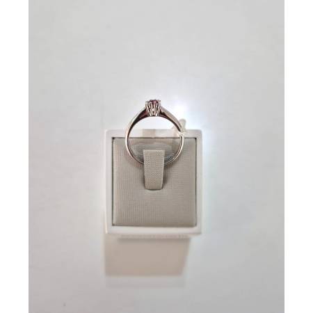 ANELLO SOLITARIO Oro Bianco 18 Karati 750% PG Gioielli RUBINO Tondo E DIAMANTI