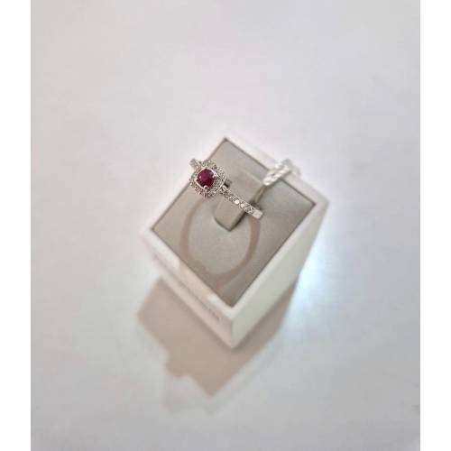 ANELLO SOLITARIO Oro Bianco 18 Karati...