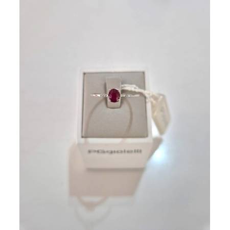 ANELLO Solitario RUBINO Rosso Ovale E DIAMANTI Oro Bianco 18 Kt 750% PG Gioielli