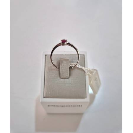 ANELLO Solitario RUBINO Rosso Ovale E DIAMANTI Oro Bianco 18 Kt 750% PG Gioielli