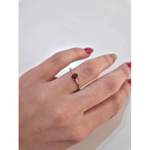 ANELLO Solitario RUBINO Rosso Ovale E...