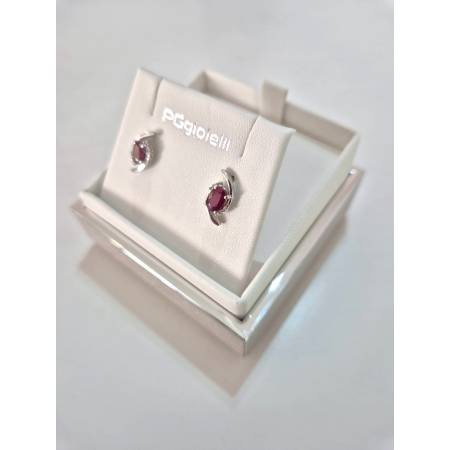 ORECCHINI PG GIOIELLI RUBINO Forma Ovale Con DIAMANTI Oro Bianco 18 Karati 750%
