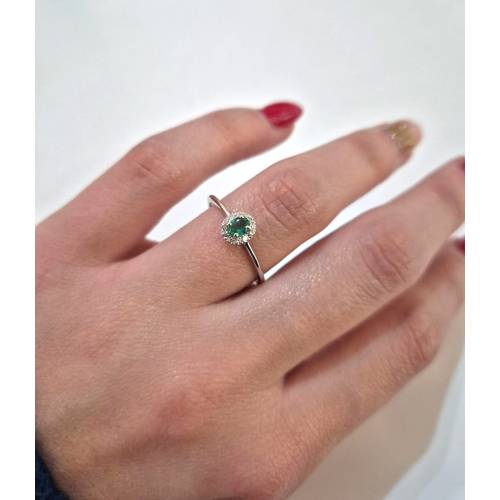 ANELLO Con SMERALDO E DIAMANTI ORO...