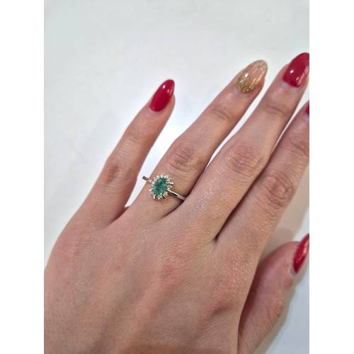 ANELLO Con SMERALDO E DIAMANTI ORO...