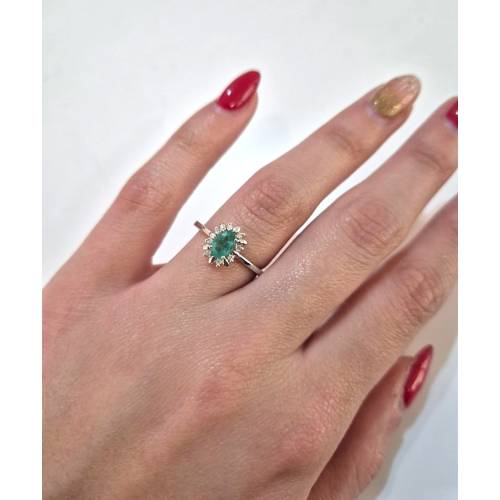 ANELLO Con SMERALDO E DIAMANTI ORO...