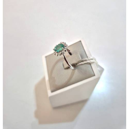ANELLO Con SMERALDO E DIAMANTI ORO...
