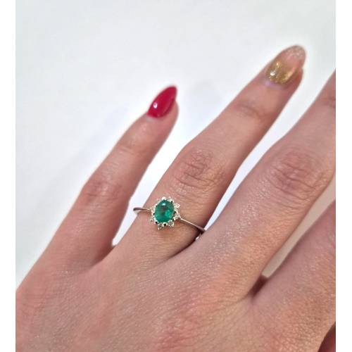 ANELLO Con SMERALDO E DIAMANTI ORO...