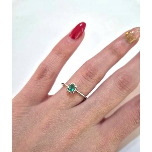 ANELLO Con SMERALDO E DIAMANTI ORO...