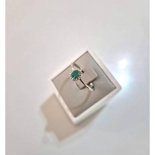 ANELLO Con SMERALDO E DIAMANTI ORO...